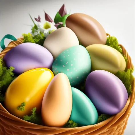there is a basket with eggs and flowers in it on the grass, easter, shutterstock, with an easter basket, best on adobe stock, istock, shutterstock contest winner, holding easter eggs, by Jakob Gauermann, by Thomas Hfner, photo still, photo of a beautiful, eggs, by Rhea Carmi, a hyper realistic
