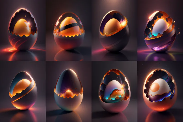 there is a large egg with a hole in it on a dark surface, 3d digital art 4k, cinema 4d bright light render, cinema 4 d art, 3d render digital art, humpty dumpty in form of egg, digital art render, high-quality render, magic frozen ice phoenix egg, cinema 4 d render, cinema 4d render, white background, color slash, aint