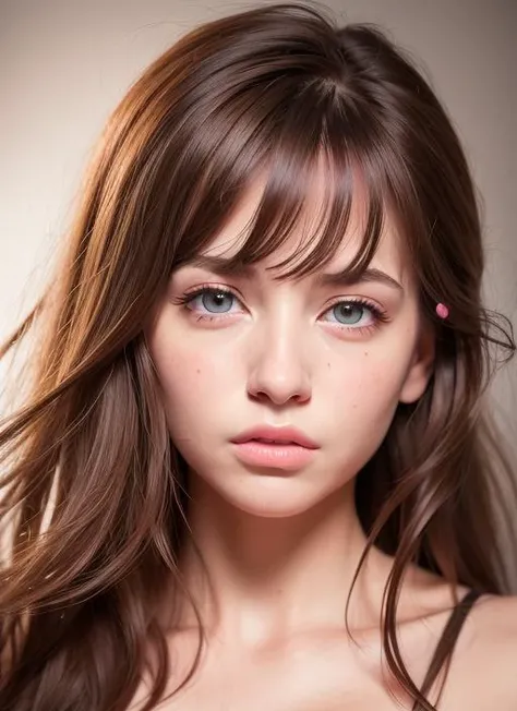 (realistic, photo-realistic:1.37),(8k, RAW photo, best quality, masterpiece:1.2),pink eyes, cute, ultra-detailed,heart-shaped pupils,physically-based rendering, ultra high res, front lighting, looking at viewer,photorealistic,realistic, solo, photorealistic, best quality,extremely detailed face,extremely detailed eyes and face, beautiful detailed eyes,absurdres, incredibly absurdres,Messy hair, floating hair,close-up,portrait,
