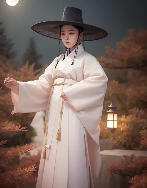 depth of field, night cityscape, 1boy, Wearing the traditional Korean costume, Hanbok,
black hat, (original: 1.2), (realistic: 1.3) , extremely detailed eyes and face, eyes with beautiful details, absurd, incredibly absurd, huge file size, ultra detail, high resolution, ultra detailed, best quality, masterpiece, illustration, ultra detailed and beautiful, ultra detailed, CG, unity, 8k wallpaper, amazing, fine Detail, masterpiece, top quality, official art, extremely detailed CG unity 8k wallpaper, cinematic lighting, (perfect shiny skin:0.6), slim and smooth lines,background of full moon, Pine tree and crane cross the full moon,(floating),detailed background  <lora:rkt-02:1>