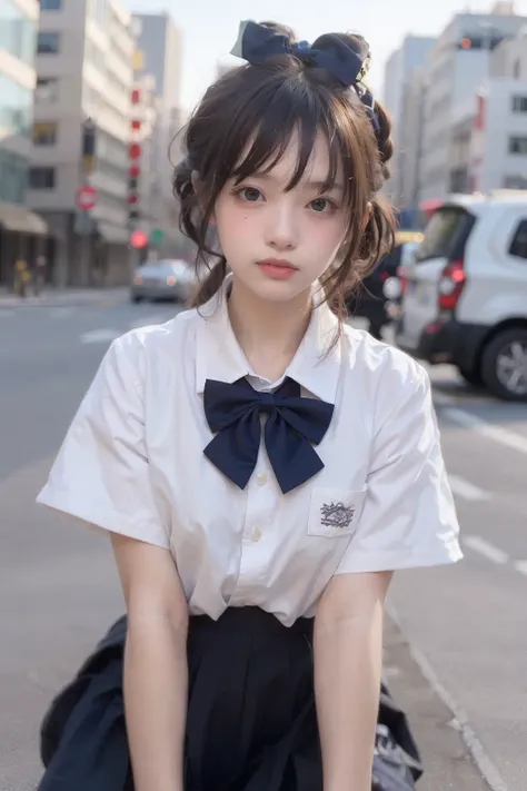 (8k, RAW photo, best quality, masterpiece:1.3),(realistic,photo-realistic:1.37),(night),(looking at viewer:1.331),(white hair),posing,Tokyo street,nightcityscape, <lora:asianGirlsFace_dreamyFace:0.5>, cyberpunk city,soft light,1girl,extremely beautiful face,bust,put down hands,Random hairstyle,Random expression,big eyes, ,lower abdomen,<lora:jk uniform:0.5>(short-sleeved
JK_shirt),JK_style,(dark blue JK_skirt) ,(bow JK_tie),<lora:cuteGirlMix4_v10:0.4>,mix4