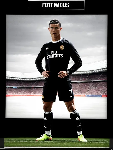 1man, play soccer, stadium, cr7, full body, ((face focus)), ((soft contrast)),