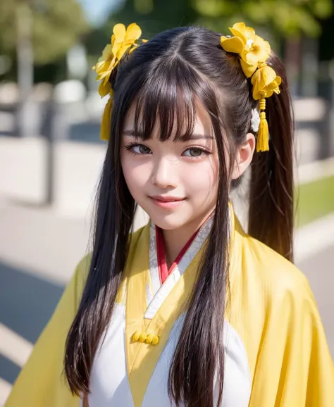 <lora:Moxin_10:0.4> <lora:Moxin_Shukezouma11:0.4> <lora:koreanDollLikeness_v10:0.3>(ultra high res,photorealistic,realistic,best quality,photo-realistic),
(high detailed skin,visible pores),(real person,photograph),
(((yellow hanfu,chinese style))),realistic,simple background,upper body,
(8k, raw photo, best quality, masterpiece),(1 girl),photon mapping, radiosity, physically-based rendering,automatic white balance,(((haunting smile,long hair))),watery eyes,
(blush|cute and playful|adorable|skinny|thick bangs|beauty|twintail|hair bun,),(looking at viewer),(irises and pupils are rounded,the pupil reflects the surroundings,eyes are not the same size),