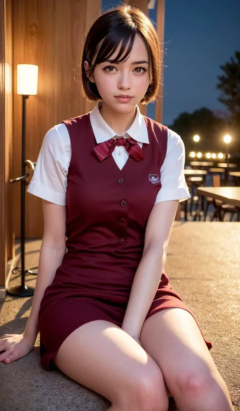 <lora:koreanDollLikeness_v10:0.3>,<lora:taiwanDollLikeness_v10:0.2>(8k, RAW photo, best quality, masterpiece:1.2), (realistic, photo-realistic:1.37), ultra-detailed,
1 girl,cute, solo,beautiful detailed sky,detailed cafe,night,sitting,dating,(nose blush),(smile:1.1),(closed mouth)
medium breasts,beautiful detailed eyes,(collared shirt:1.1), bowtie,pleated skirt,(short hair:1.2),floating hair