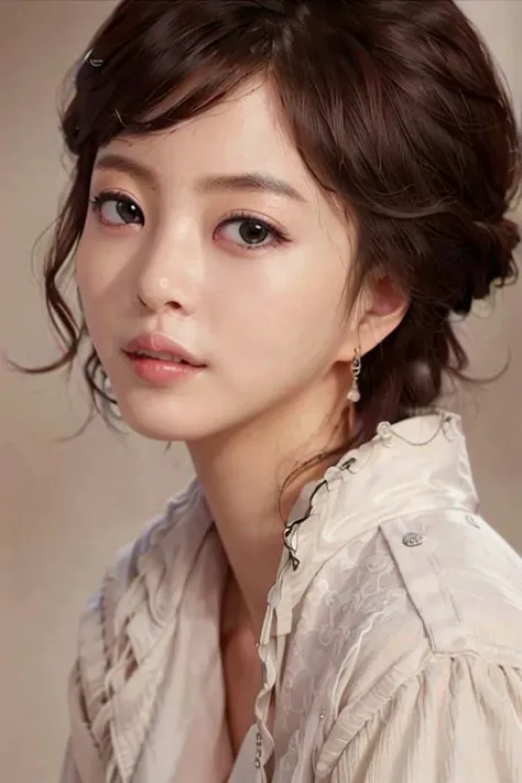 best quality, ultra high res, photorealistic, 1girl, white trench coat,  looking at viewer, closeup ,beehive hair , <lora:Han_Ye_Seul_v3:0.93>
