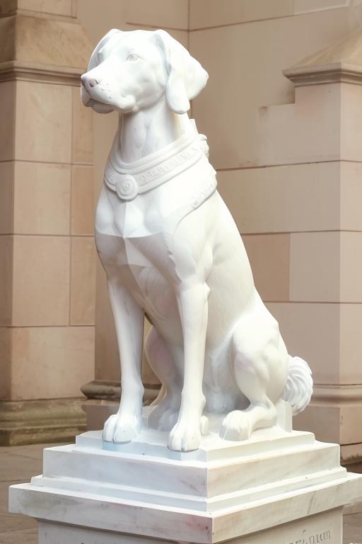 There is a statue of a dog sitting on a pedestal - SeaArt AI