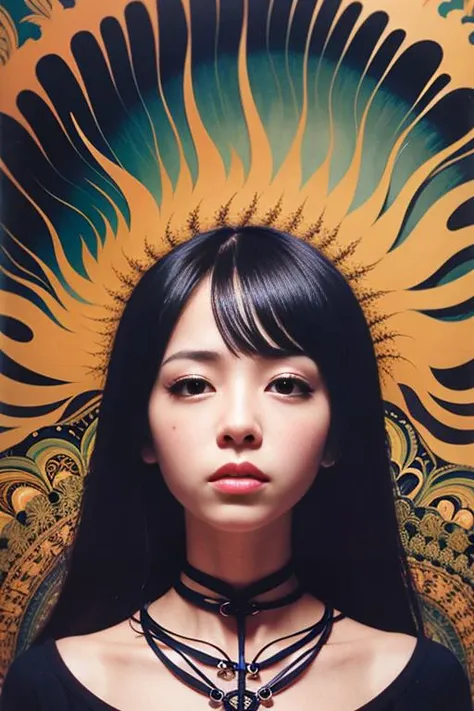 official art, unity 8k wallpaper, ultra detailed, beautiful and aesthetic, masterpiece, best quality, (close up, face focus:1.2), (zentangle, mandala, tangle, entangle), (fractal art:1.3) , 1girl, extremely detailed, dynamic angle, cowboyshot, the most beautiful form of chaos, elegant, a brutalist designed, vivid colours, romanticism, by james jean, roby dwi antono, ross tran, francis bacon, michal mraz, adrian ghenie, petra cortright, gerhard richter, takato yamamoto, ashley wood, atmospheric, ecstasy of musical notes, streaming musical notes visible, <lora:FashionMagazineStyle_v10:0.5>