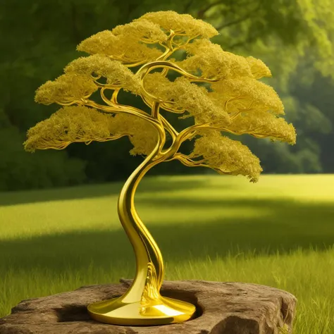 a goldcarvingcd-tree and goldcarvingcd-leaf, <lora:goldcarvingcd-000007:0.5>, high quality, masterpiece, realistic, photorealistic, long-focus, outdoors, (full body:1.2)