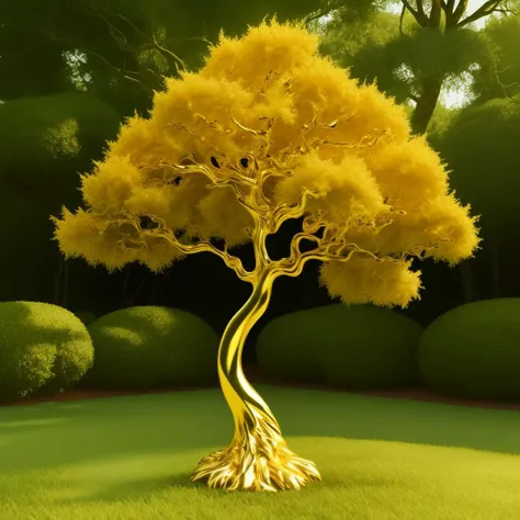 a goldcarvingcd-tree and goldcarvingcd-leaf, <lora:goldcarvingcd-000008:0.7>, high quality, masterpiece, realistic, photorealistic, long-focus, outdoors, (full body:1.2)