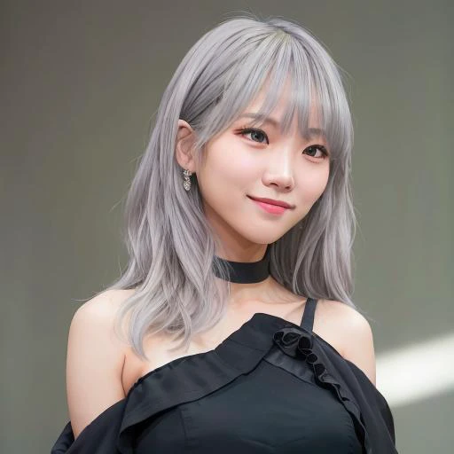 luda in black javanese blouse, long grey hair, hair bangs, cute asian girl, 20yo,smiling face, half body, standing, dark room, rim lighting, two tone lighting, dimly lit, low key , hyper realistic lifelike texture dramatic lighting unrealengine trending on artstation,award winning photo,nikon RAW photo,8 k,Fujifilm XT3,masterpiece, best quality, realistic, photorealistic,ultra detailed,extremely detailed face, <lora:luda-sd1.5-n30-e525-000004:0.7> <lora:epiNoiseoffset_v2:1>