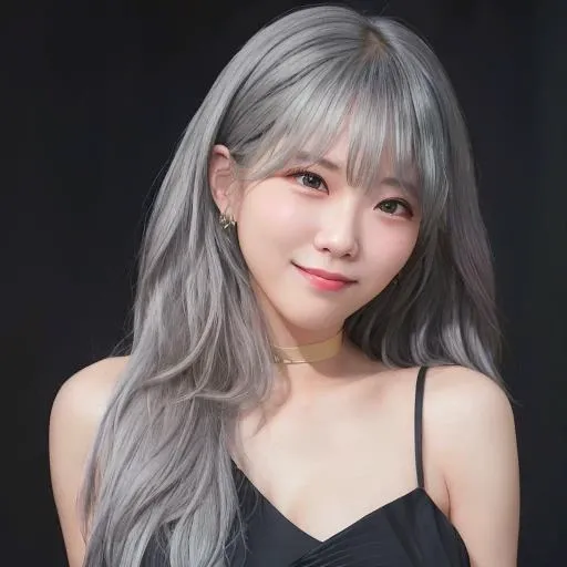 luda in black dress, long grey hair, hair bangs,smiling face, cute asian girl, 20yo, half body, standing, dark room, rim lighting, two tone lighting, dimly lit, low key , hyper realistic lifelike texture dramatic lighting unrealengine trending on artstation,award winning photo,nikon RAW photo,8 k,Fujifilm XT3,masterpiece, best quality, realistic, photorealistic,ultra detailed,extremely detailed face, <lora:luda-sd1.5-n30-e525-000004:0.7> <lora:epiNoiseoffset_v2:1>