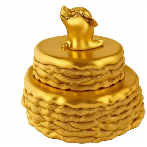 a goldcarvingcd cake, <lora:goldcarvingcd-000008:1.0>, high quality, masterpiece, realistic, photorealistic, long-focus, simple background,