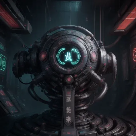 (alone:1.4), brain of machine inside an aquarium, neon lights, scifi <lora:ShinobiTech-20:1>