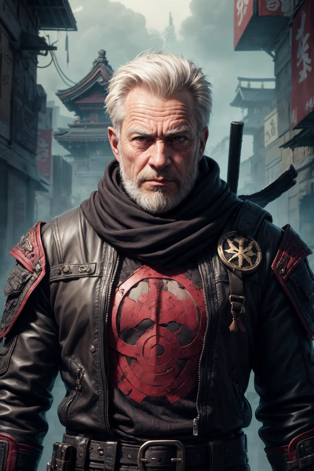 <lora:add_detail:1>
(1man, wrinkled face, old male:1.2), pink eyes, white hair, mutton chops,
looking away, solo, (full body:0.6), detailed background, detailed face, (<lora:ShinobiTech:0.6>, shinobitech theme:1.1), , infiltrator, (crouched position:0.75), (studded:0.7) dark leather clothes, belts, smuggler hideout background, , agile, , sneaky, hidden treasure in background shadows, gloomy atmosphere,