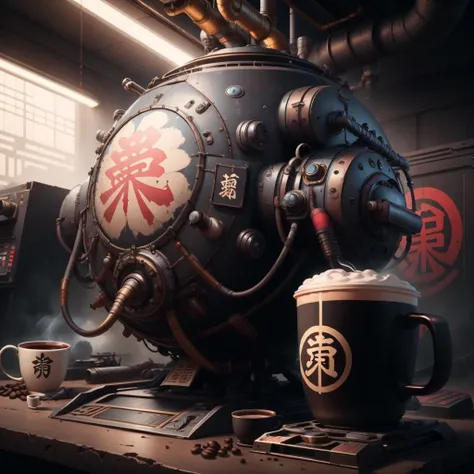 <lora:ShinobiTech-20:0.8>, shinobitech , scifi, shinobi, bulky metal , pipes , neon ,
(coffee machine:1.1)