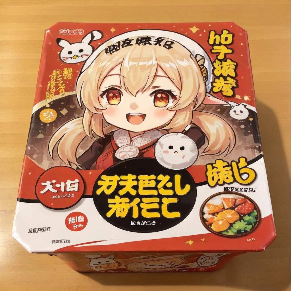 A photorealistic image of a box with a high-quality illustration of an anime girl printed on the top. The box should be well-crafted, perhaps made of cardboard or wood, and the anime girl should be vividly colored and detailed. She could be in a dynamic pose or simply smiling, but the artwork should be captivating and well-integrated into the box design. The perspective should be such that both the box and the anime girl illustration are clearly visible. The lighting should highlight the box and the illustration, making them the focal points of the image, <lora:yakibaba2:0.65> , <lora:Kleex_xl:1> ,(\ke li\),