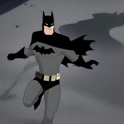 batman,1boy,solo,grey bodysuit,utility belt,black cape,black gloves,superhero,masterpiece ,boots,best quality,emerge from fire, embers <lora:batman:0.75>