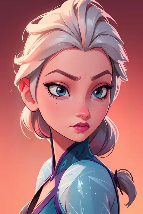 comic,portrait caricature,masterpiece, best quality,solo, solo, 1girl <lora:elsa_of_arendelle_v1:1>,elsa of arendelle,female focus, simple background, <lora:aji1-portrait caricature_v2.5:0.6>