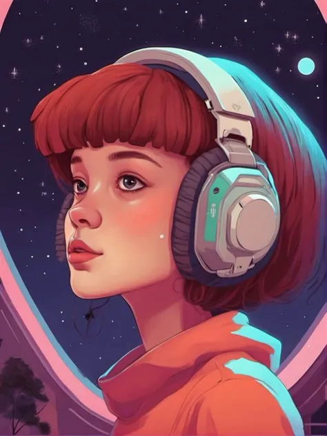 An alien Lofi Girl from outer space <lora:SDXL-LofiGirl-Lora:1>, Very detailed, clean, high quality, sharp image