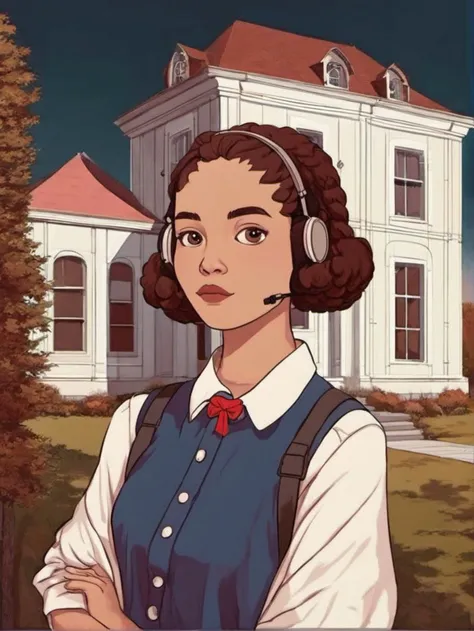 American gothic Lofi Girl <lora:SDXL-LofiGirl-Lora:1>, Very detailed, clean, high quality, sharp image