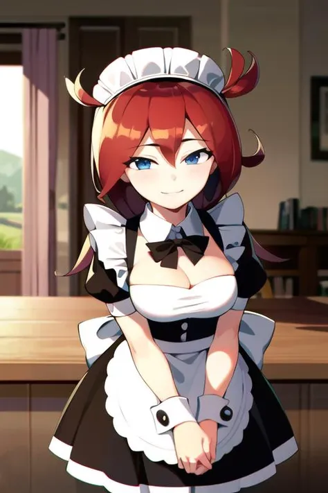 <lora:betilla-15:1>,betilla, masterpiece, best quality, solo, 1girl, smile, maid, maid headdress, maid apron,