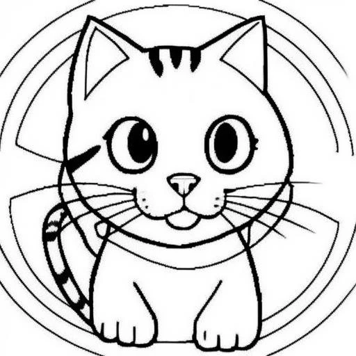 lineart of cat,coloring book,high quality,white background,
