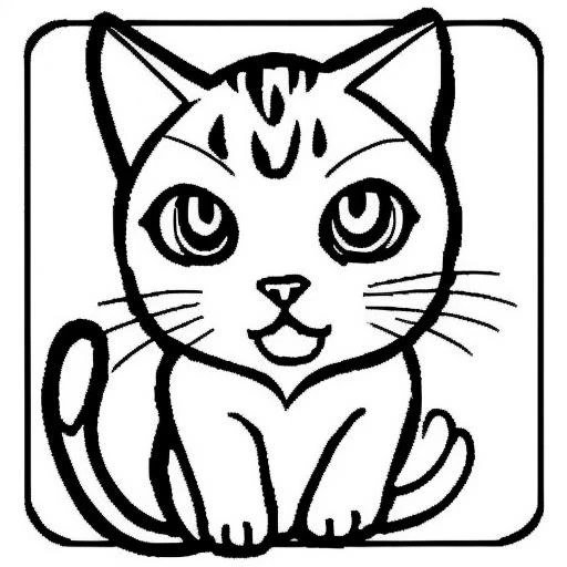 lineart of cat,coloring book,high quality,