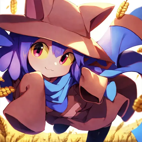 <lora:Niko-000008:1>,1girl,solo,niko \(oneshot\),slit pupils,yellow sclera,cat hat,blue scarf,brown dress,long sleeves,black legwear,looking at viewer,smile, wheat field,, (score_9,score_8_up,score_7_up), anime style, beautiful detailed skin, beautiful eyes, detailed face, best quality, high quality,