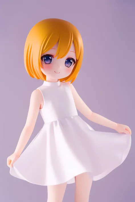 (best quality:1.3),(1 cute :1.2),(cute,simple,detailless:1.3),(flat colored eyes:1.4),(chibi:1.4),(small breast,wearing simple smooth dress),(blond well-trimmed short bob hair),(forehead:1.1),(smiling,happy:1.4),(bright face),(arms behind back),(simple painting, small deformed),(sidelighting:1.3),(bright photo,portrait lighting:1.3) <lora:Flat2:1>