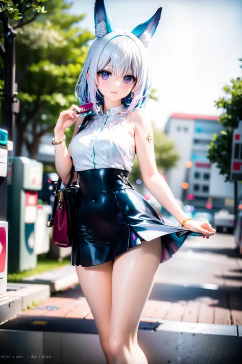 (best quality:1.2),absurdres,(professional photography),(beautiful woman portrait photo),(from front,3/4 view),photorealistic,realistic,detailed PVC figure,ALTER,1girl,(Chibi),(kawaii),(cute,girly),figure pedestal,(cute,adorable),Pretending to hold a giant ball,coy,gas station,trousers,ash blonde,afro,octane render,depth of field,tilt-shift bokeh,soft focus,pale and soft color,pastel and bright tone,nice hands, perfect hands <lora:GoodHands-vanilla:1>,<lora:add_brightness:0.7>,
