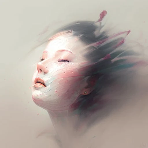 a portrait of a girl in snow, blush face