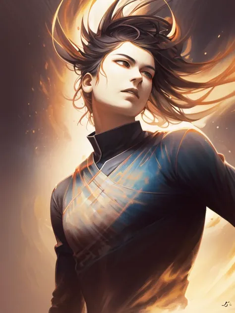 zhongli \(genshin impact\), upper body digital painting, best quality, masterpiece, dynamic pose, best quality, soft lighting, (midjourney:0.9), (epic:0.8), sharp focus, highly detailed