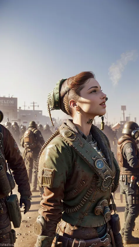 (masterpiece), (best quality), (postapocalypse:1.4), euro woman top model, Copper hair, and Lob (long bob), Plump body, Profile pose, big breasts, posing for a photo, good hand,4k, high-res, finely detailed skin, sharp focus, (dramatic lighting), night, soft lighting, dynamic angle, <lora:postapocalypse3:1.2> ,( crowd:1.2) landscape, photo by Helen Levitt