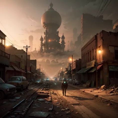<lora:postapocalypse3:1> postapocalypse, ruined city, soft lighting