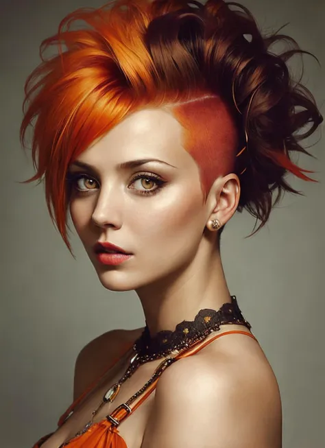 portrait of sks woman by Flora Borsi, style by Flora Borsi, bold, bright colours, rainbow Mohawk haircut, ((Flora Borsi)), <lora:locon_winonaryder_v1_from_v1_64_32:1>
