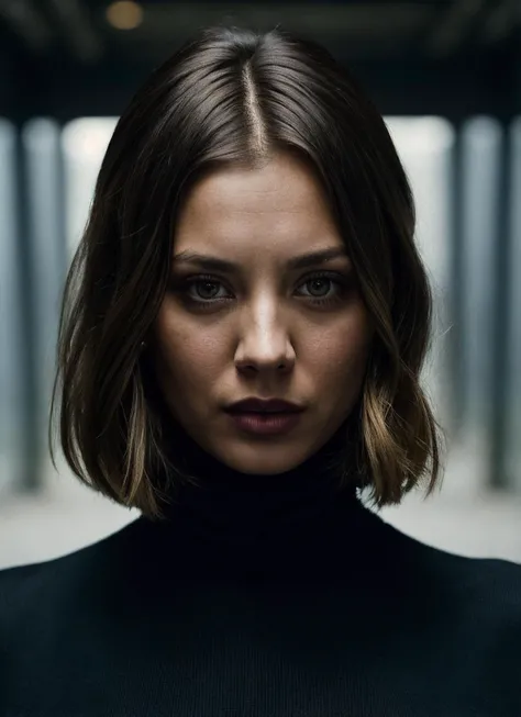 A stunning intricate full color portrait of (sks woman:1), wearing a black turtleneck, epic character composition, by ilya kuvshinov, alessio albi, nina masic, sharp focus, natural lighting, subsurface scattering, f2, 35mm, film grain, <lora:locon_laurabailey_v1_from_v1_64_32:1.25>