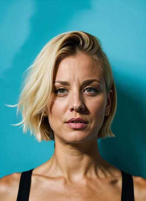 portrait of ((sks woman)) by Flora Borsi in jordan, at the petra style by Flora Borsi, bold, bright colours, blonde haircut, ((Flora Borsi)) by Dorothea Lange <lora:locon_kaleycuoco_v1_from_v1_64_32:1>
