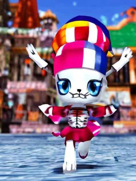 a cute colorful chibi skeleton cat running toward the viewer, bokeh blur background, insanely intricate details, (masterpiece), breathtaking natures art work, trsldamrl style