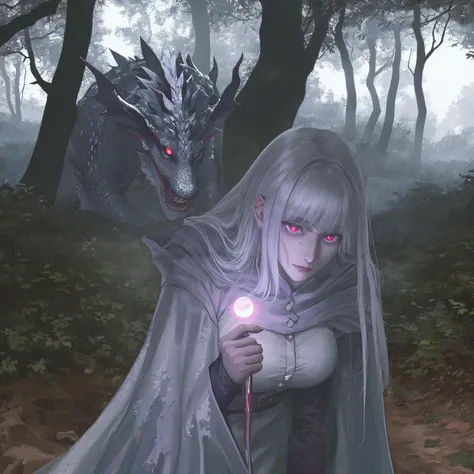 detailed, realistic, dimly glowing eyes, hidden threat, a dragon in the woods, gloom