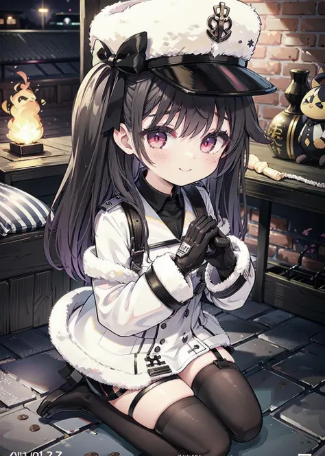 ((Best quality)), ((Masterpiece)),1 girl, animemanga girl,Q version characters,In body type,Very short in height,Black color hair,a black skirt,Fierce expression