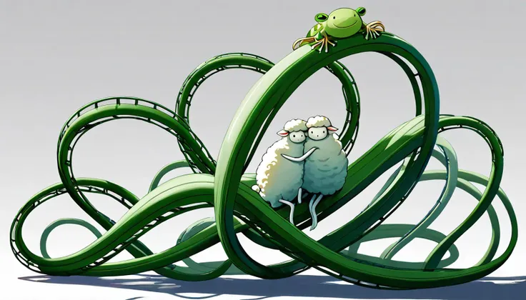 concept art
frog sheep hugging each other
elonged frog
(white elonged sheep:1.3)
(white sheep:1.3)
long body
long legs
long arms
Roller coaster theme park
hug, no humans,coils around
<lora:elongated-ponyxl-v1:1> elongated