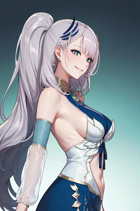perfect eyes:1.2, detailed eyes:1.4, SoulCaliburSophitia, blue eyes, blonde hair, large breasts, hair ornament, smile, covered nipples, transparent clothes, white dress, long hair, pussy, braided ponytail, 1girl, solo, (masterpiece:1.6, best quality), 8k, insane details, intricate details, hyperdetailed, hyper quality, high detail, ultra detailed, professional, HDR, ray tracing reflection, cinematic lighting,