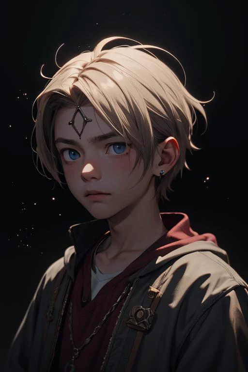 (little boy:0.7), male <lora:Foreheadwear_v2:0.1> (4hewe, forehead jewel, forehead chain:0.8), cinematic, atmospheric, dust particles, chiaroscuro