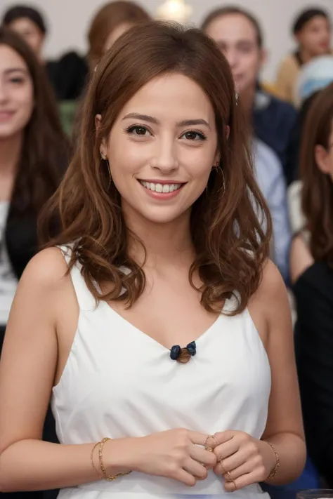 masterpiece, best quality, leasalame, a woman smiling <lora:leasalame:0.8>