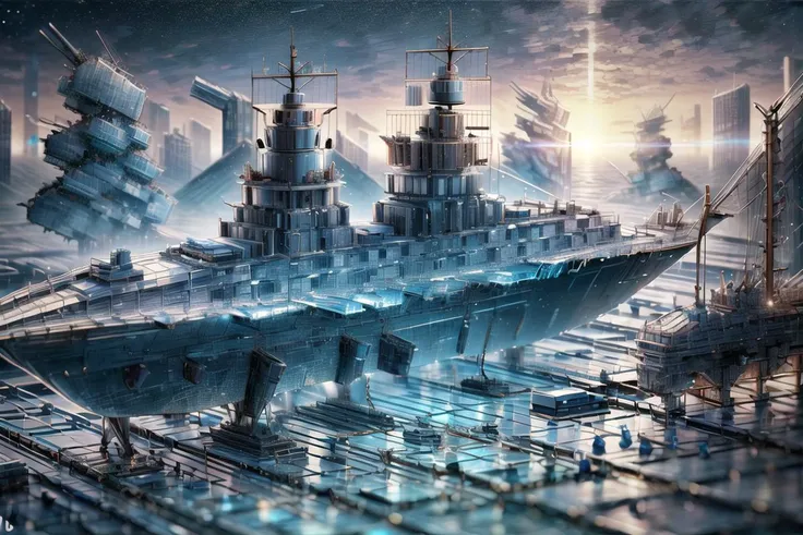 battle, bridge, building, burning, city, city_lights, cityscape, damaged, destruction, dirty, explosion, fire, firing, flame, helicopter, laser, mecha, military_vehicle, motor_vehicle, realistic, ruins, science_fiction, ship, skyscraper, smoke, space, space_craft, sparks, sun, sunset, war, warship, watercraft, <lora:GlassTech-20:1.2>,glasstech,scifi