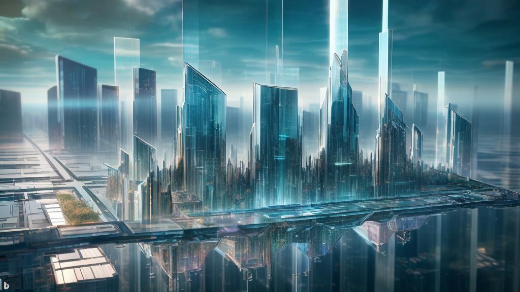 Futuristic city with skyscrapers and a river in the middle - SeaArt AI