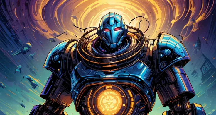 warforged, retro pulp illustration in the style of francesco francavilla, wide angle shot, dark hues, hyper detail, dramatic light, intricate details, <lora:more_details:0.75>, <lora:realistic:-0.3>, <lora:sharpen-soften:-0.25> BREAK portrait, solo, upper body, looking up, detailed background, detailed face, (<lora:GlassTech-20:0.6>, glasstech, glass theme:1.1), bubble-mage, happy, walking, colorful sorcerer robes, surrounded by magical LightGoldenrodYellow bubbles, floating orbs, wisps of magic, vortex, floating sparkling particles, foam, transclucent, swirling bubbles, playful, bubbles in background, dazzling colors, bright lighting, whirlwind, jovial ethereal atmosphere,
