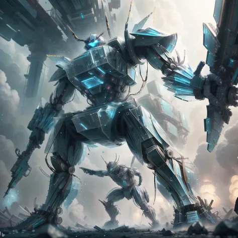 <lora:GlassTech-20:1>, glasstech ,scifi, battle mech