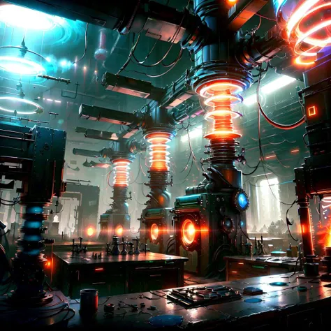 <lora:TeslaPunkAInew:.9> TeslaPunkAI  laboratory, cluttered