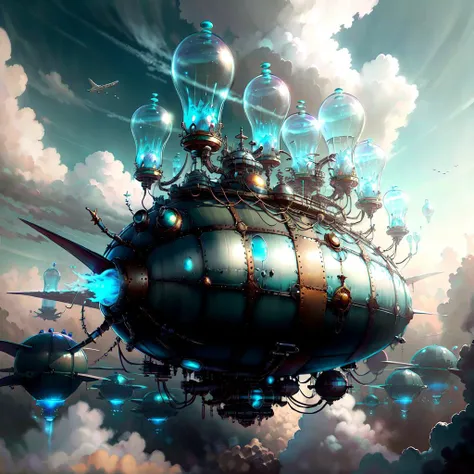 <lora:TeslaPunkAInew:.9> ValvePunkAI dirigible in skies